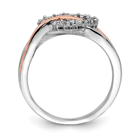 925 Sterling Silver and Vermeil Polished CZ Heart Ring - Picture 2 of 6